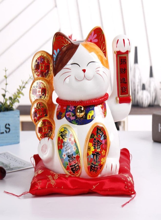 DongAi 10-inch Large Lucky Cat, Feng Shui Ceramic Lucky Cat, Ornately Decorated Porcelain, Lucky Fortune, The Best Gift for Opening#25cm - Image 4
